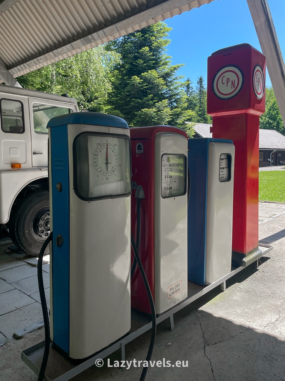 Old fuel dispensers at the CPN station