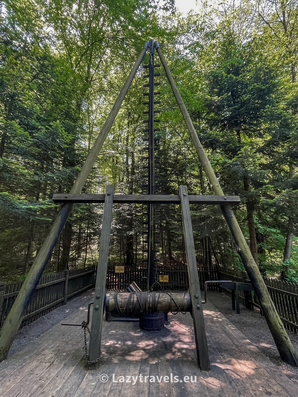 Reconstruction of the former oil well used to extract oil from the deposits in Bóbrka