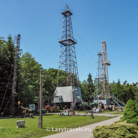 Drilling rigs on display at the museum in Bóbrka