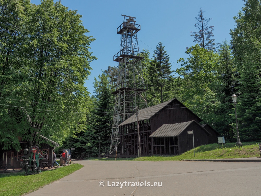 Buildings showing the history of oil extraction in the museum