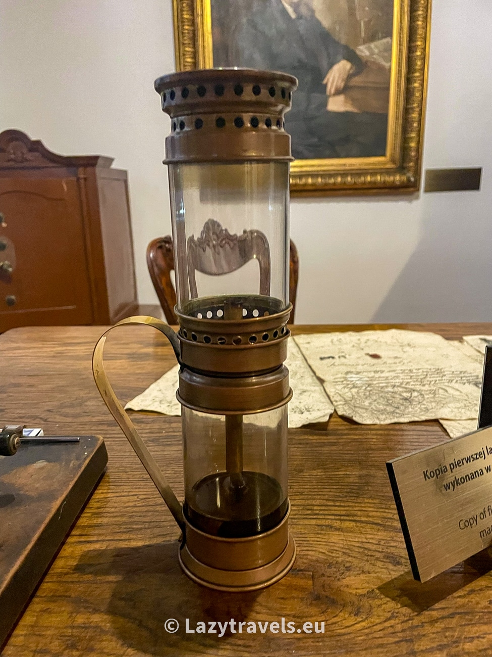 A replica of the first oil lamp invented by Ignacy Łukasiewicz
