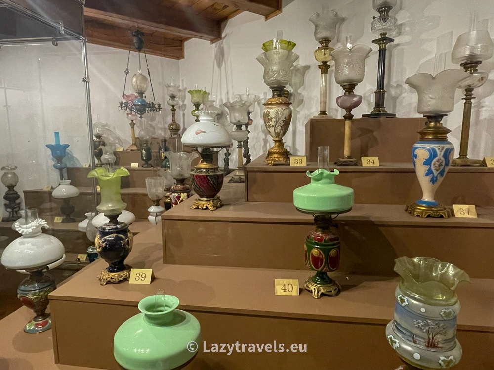 Exhibition of kerosene lamps in the museum in Bóbrka