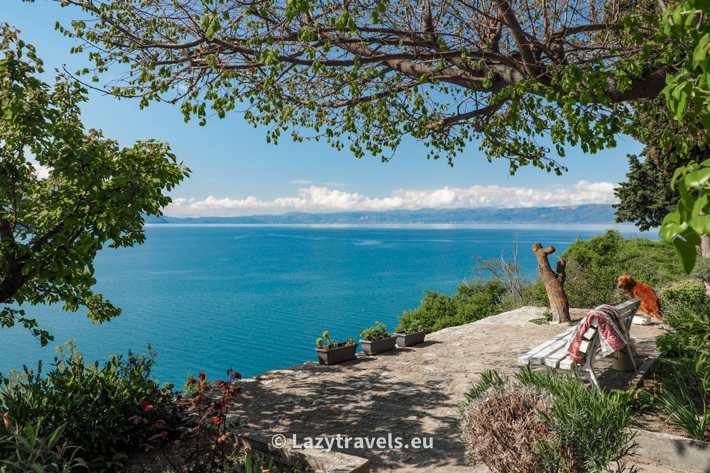 A bench on one of the private properties in Ohrid