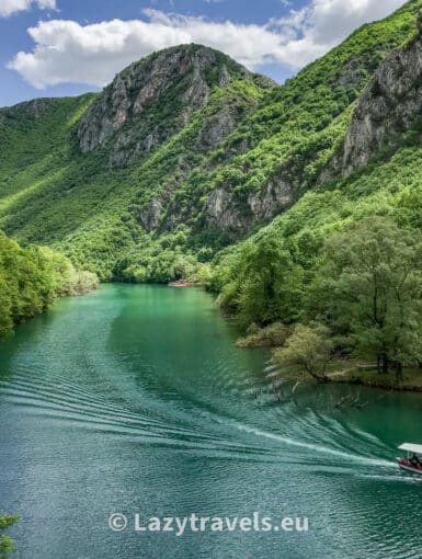 Boat with tourists in Matka Canyon