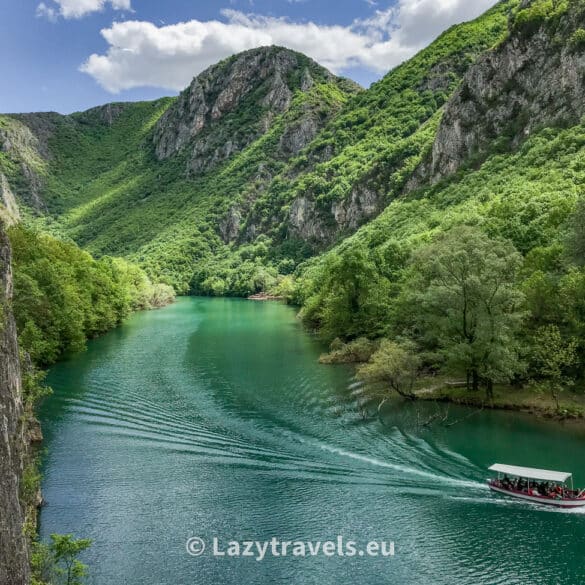 Boat with tourists in Matka Canyon