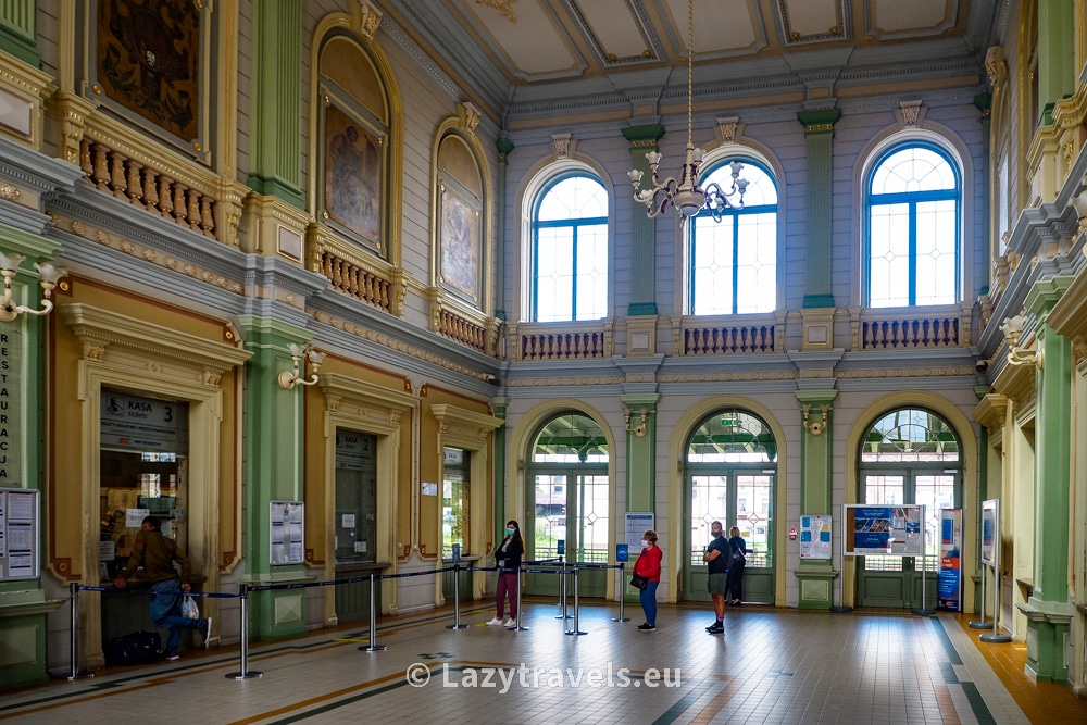 The interior of the railway station in Przemyśl resembles a palace, not a waiting room or station ticket offices