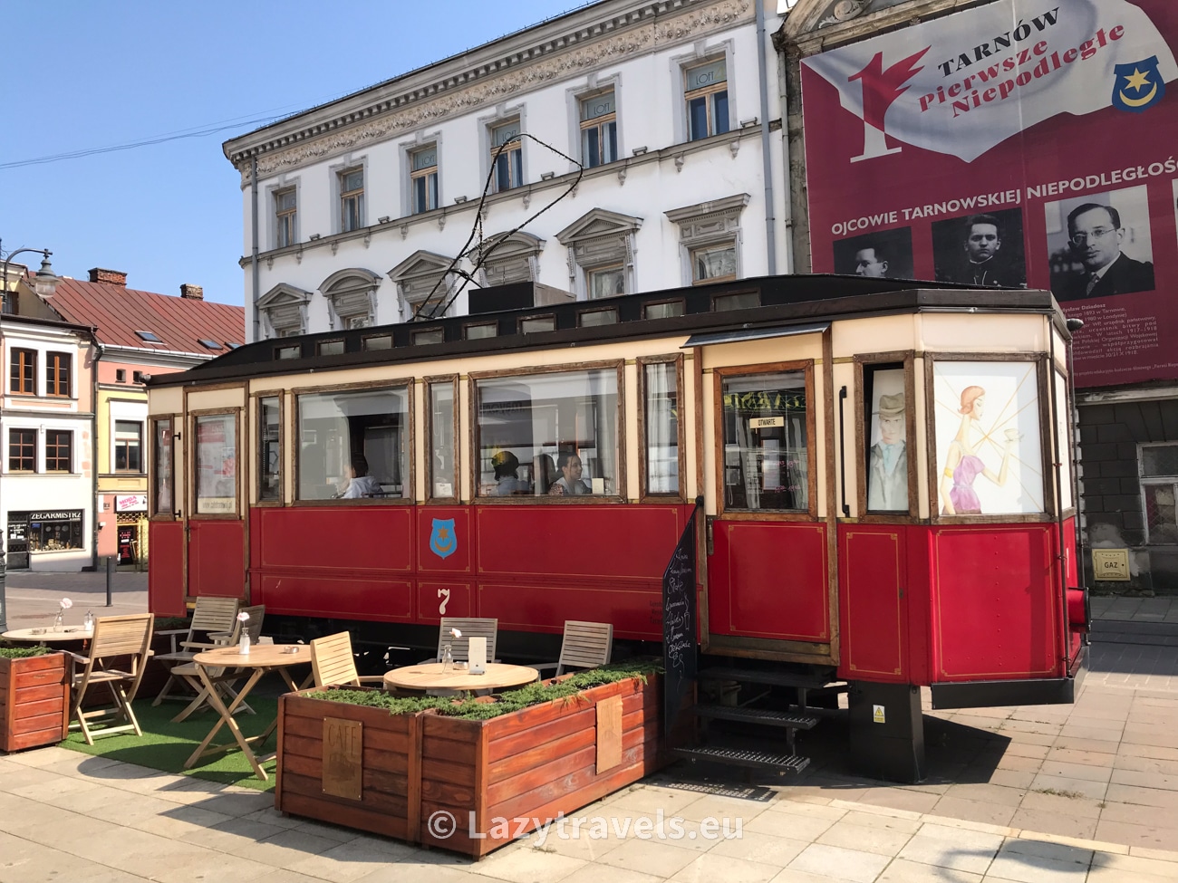 A replica of a Tarnów tram