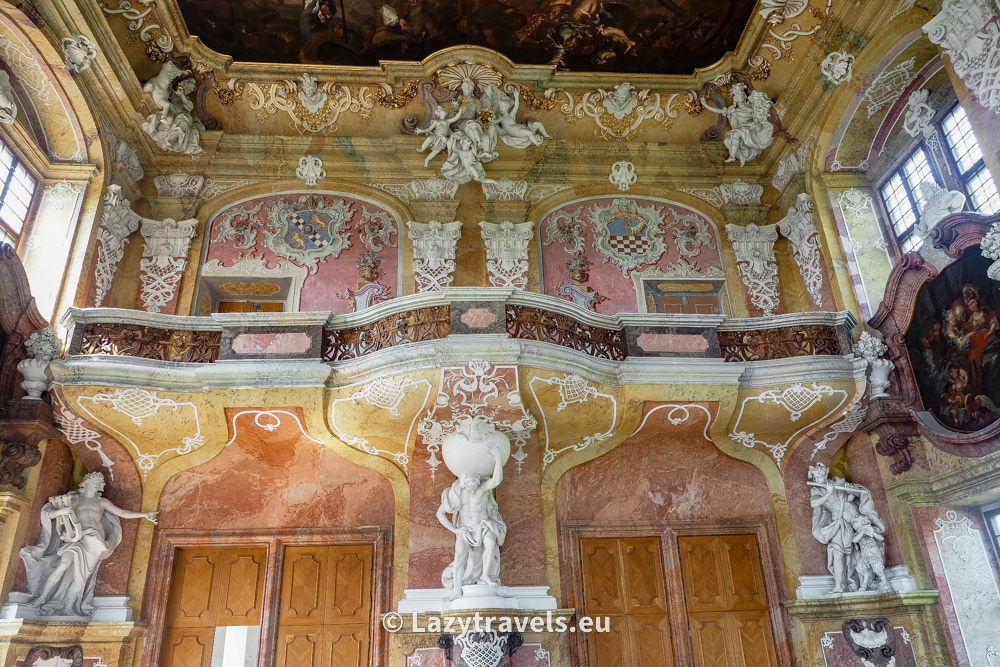 The orchestra balcony and decorations of the Prince's Hall in Lubiąż abbey