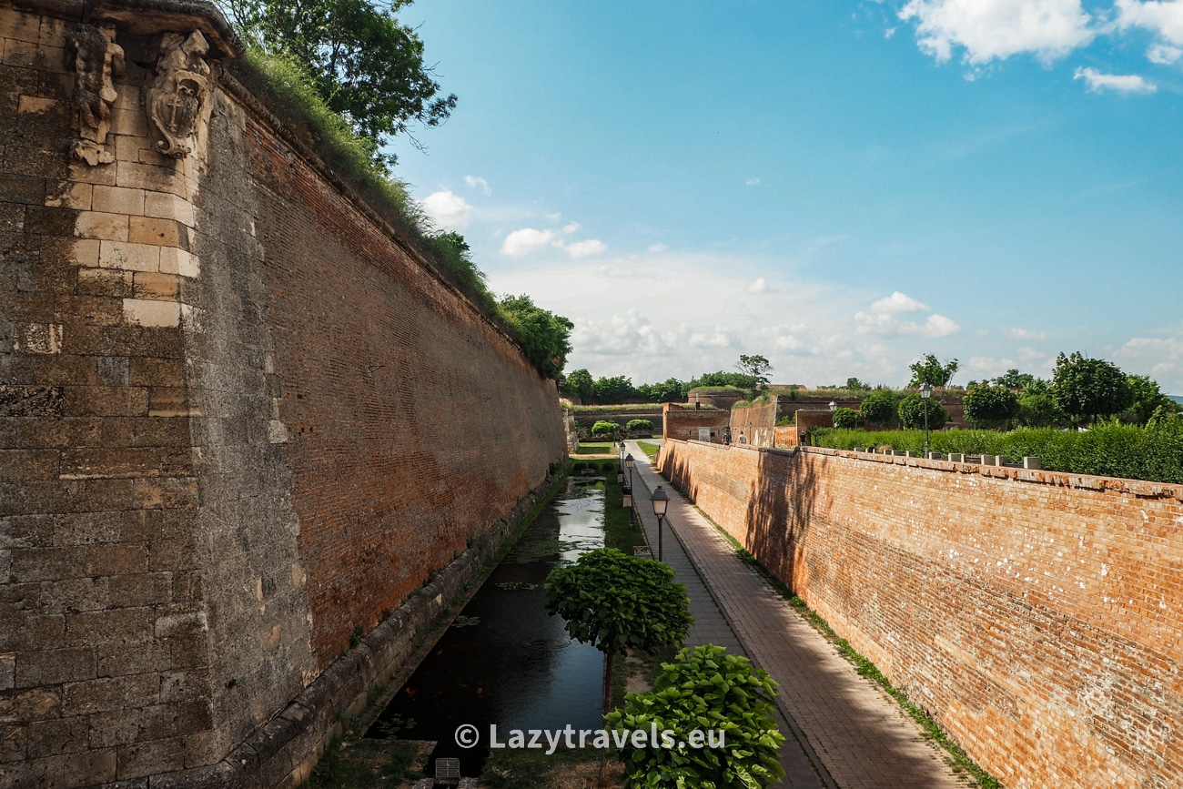 Defensive walls and parts of the moat surrounding the Alba Iulia citadel