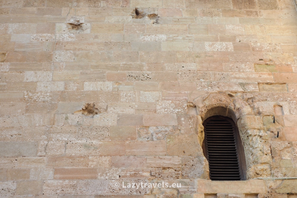 Bullet marks on the walls of St. Michael's Cathedral
