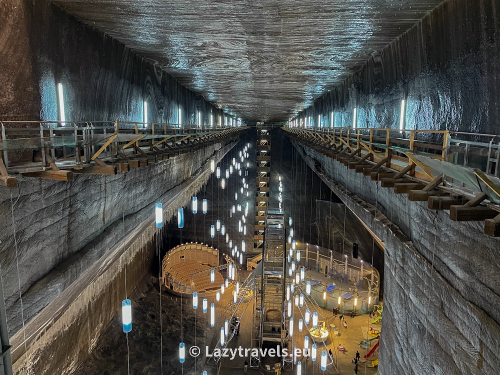 The largest chamber of the Turda salt mine is as much as 80 meters long and 42 meters high.