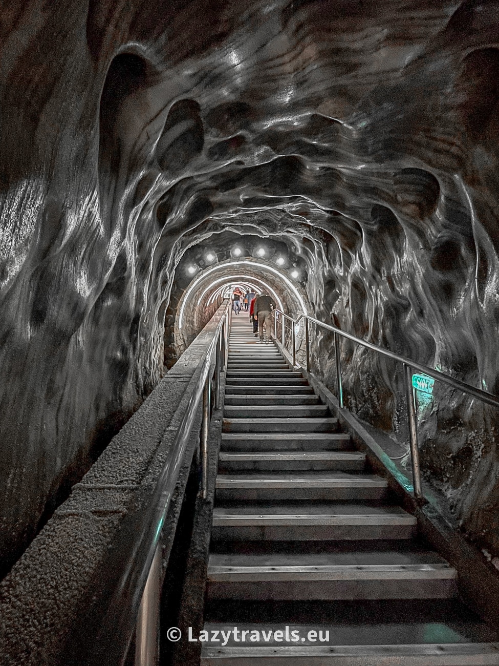 Stairs leading to the interior of the Turda Salt Mine