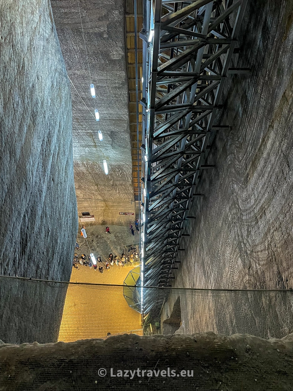 The shaft that led to the elevator going down to the bottom of the Turda mine