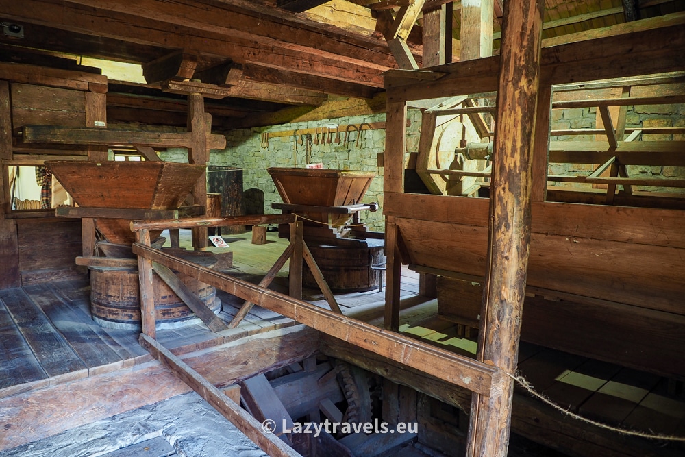 The interior of the mill in the Open-Air Museum in Suceava