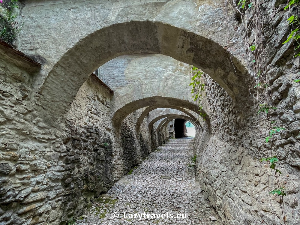 Stone road connecting two levels of fortifications of the fortified church in Biertan