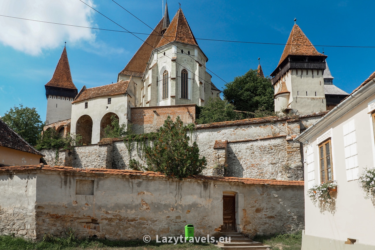 The fortified church in Biertan. The photo shows three levels of fortifications.