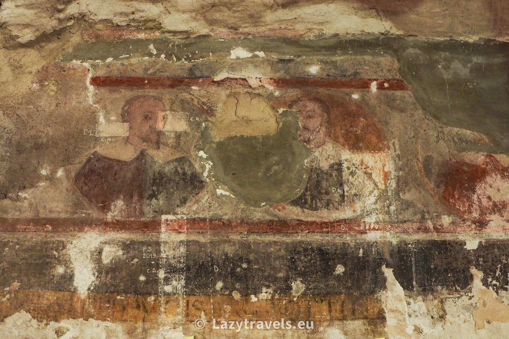 Remains of frescoes at the castle in Hunedoara