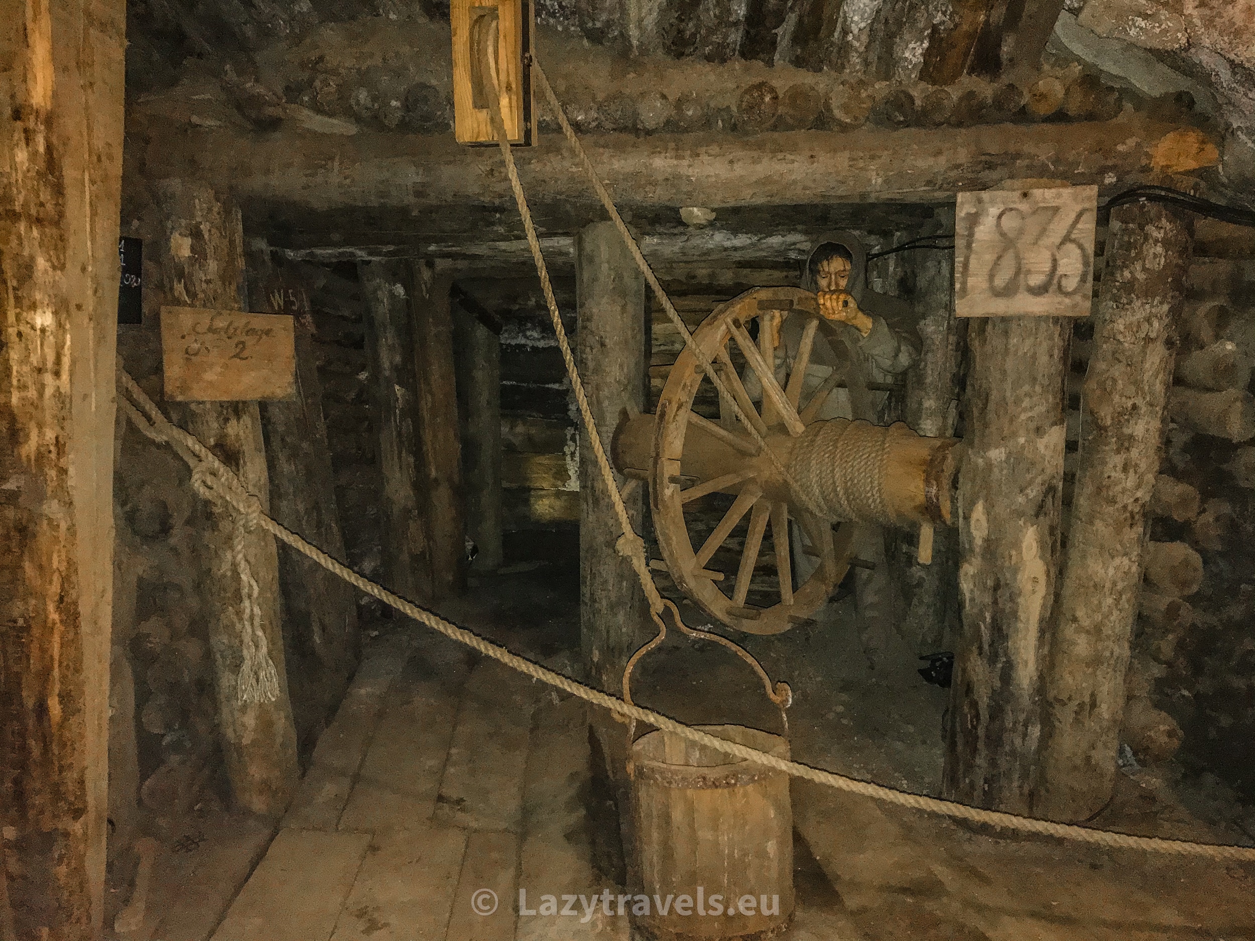 Model showing how salt was transported between the levels of the salt mine in the past