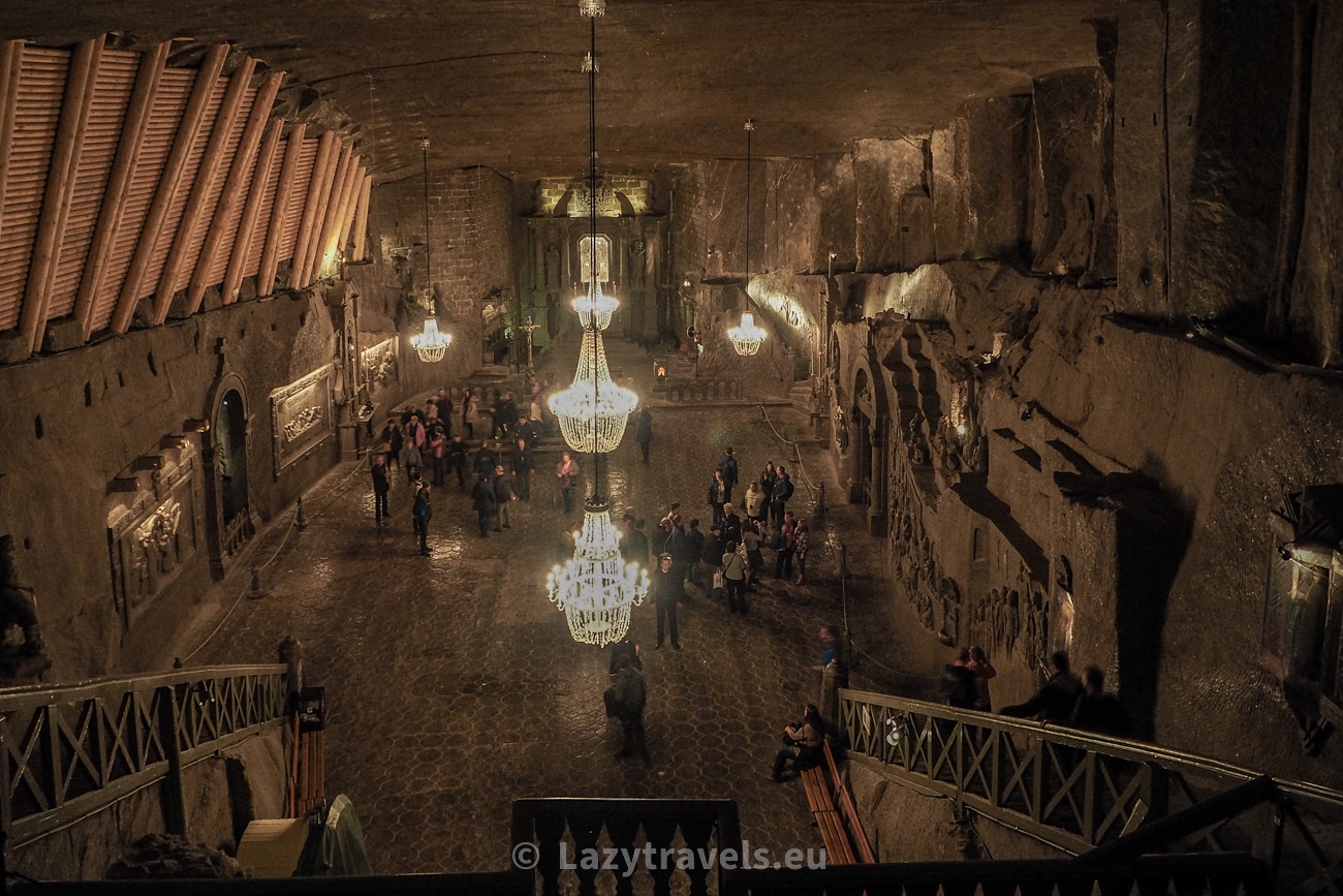 St. Kinga's Chapel in the Wieliczka Salt Mine. The largest underground chamber in this salt mine.