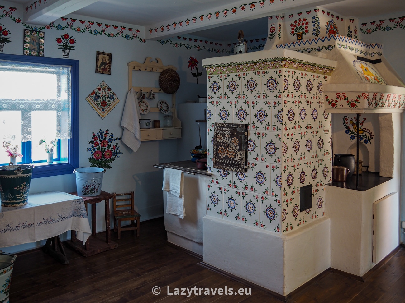 Decorative interior of a cottage in Zalipie