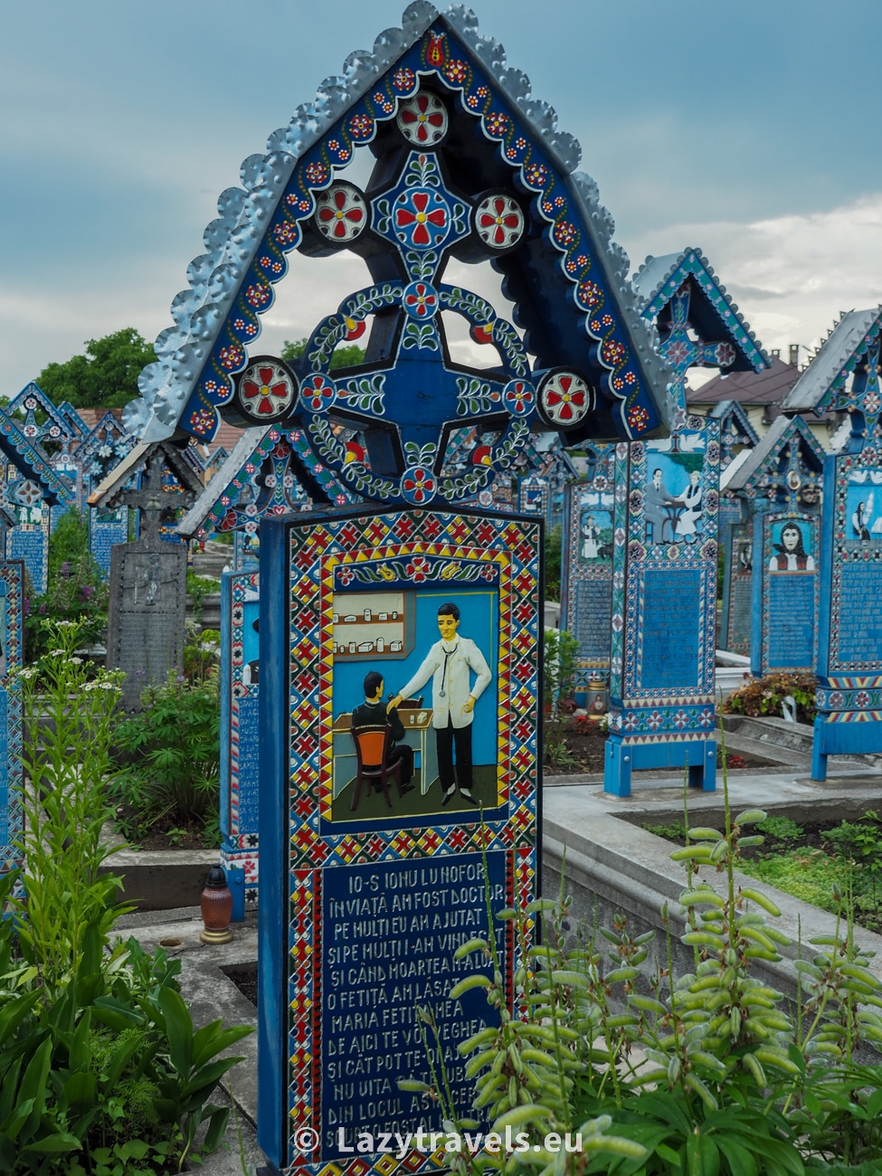 The grave of a doctor at the Merry Cemetery in Romania