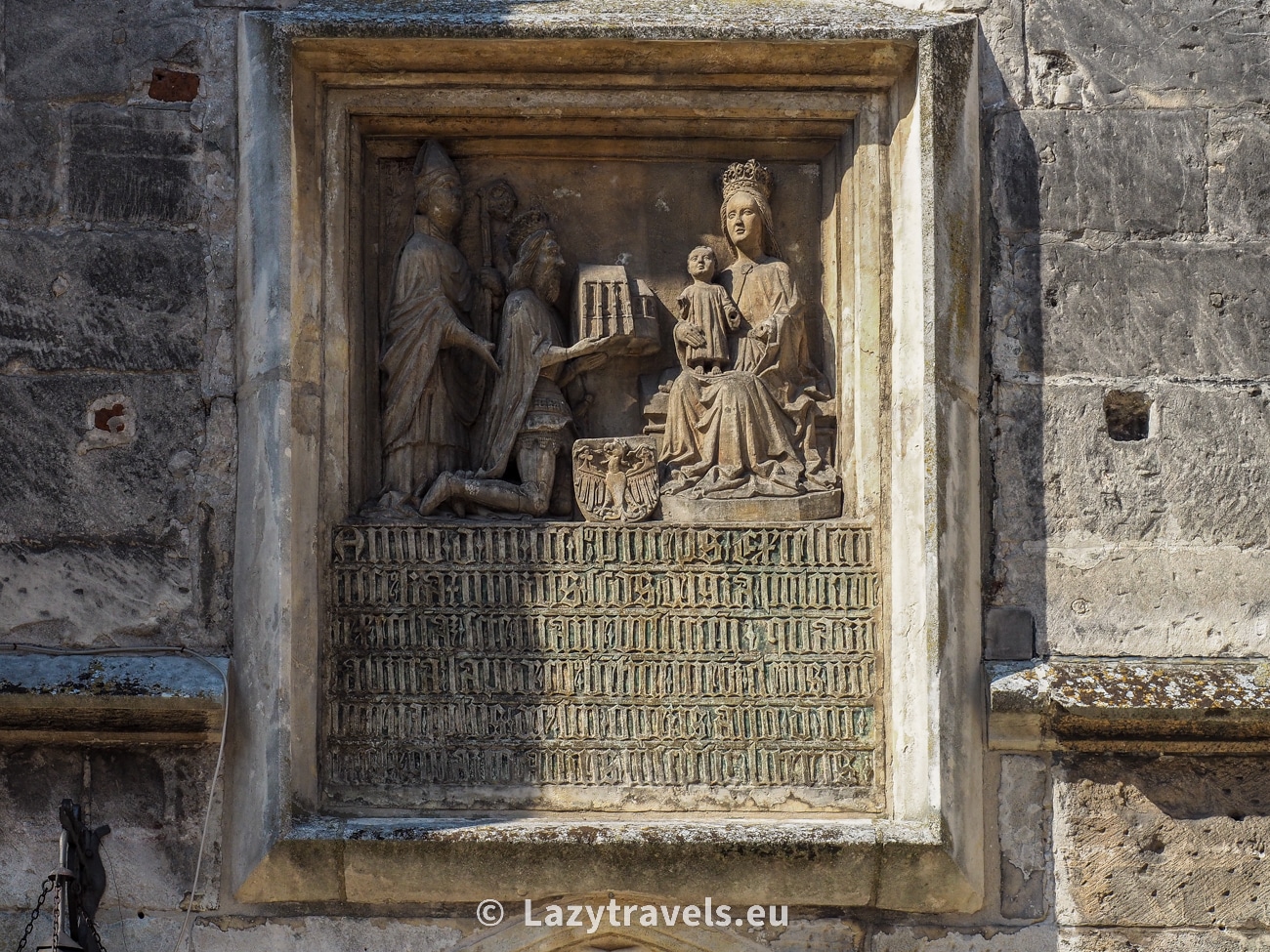 Bas-relief - Casimir the Great Dedicates the Church in Wiślica to the Virgin Mary