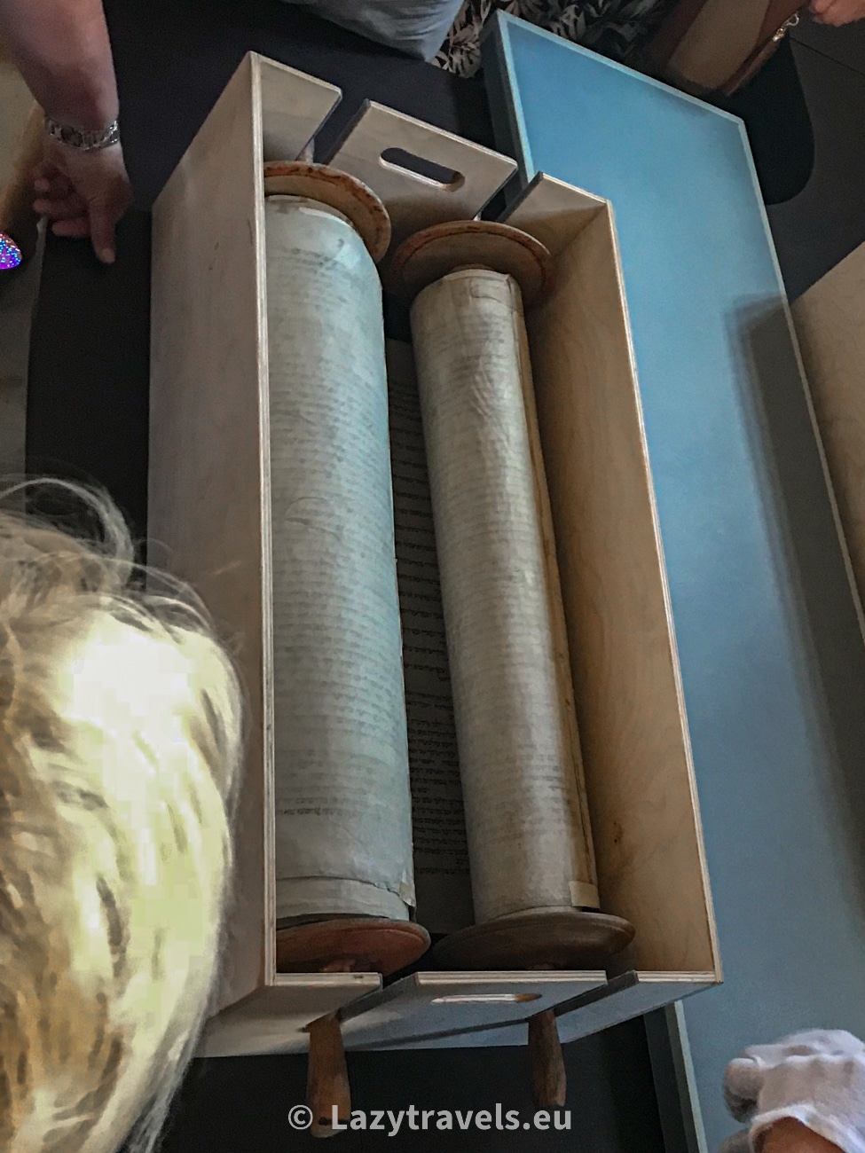 A Torah scroll stored in the synagogue in Zamość. It is not normally open to visitors.