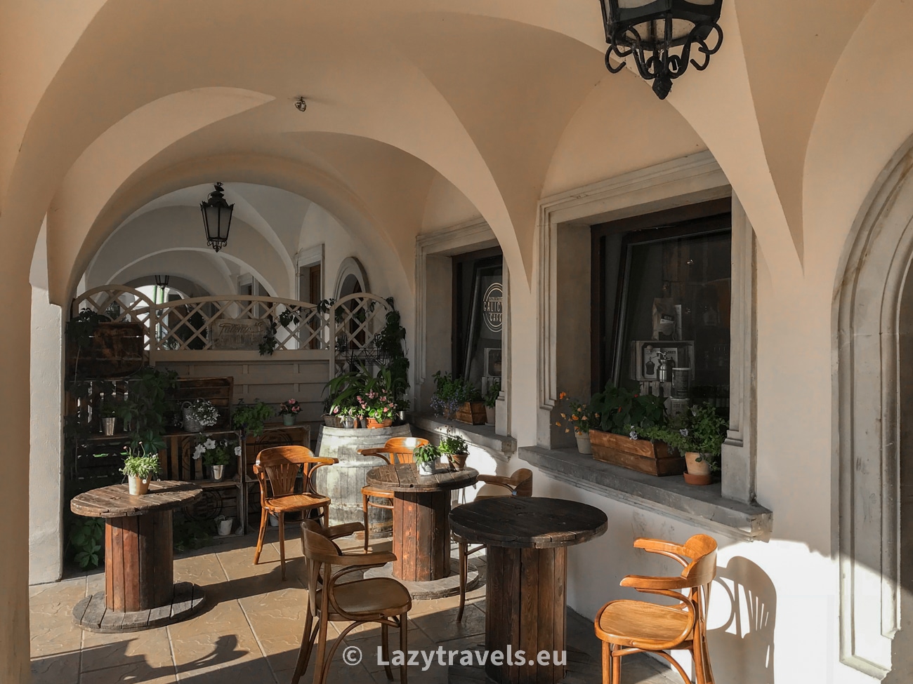 The garden of a café in Zamość
