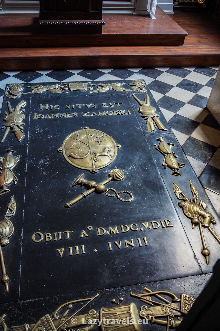 Jan Zamoyski's tombstone in the Zamość Cathedral. In the city he built for himself.