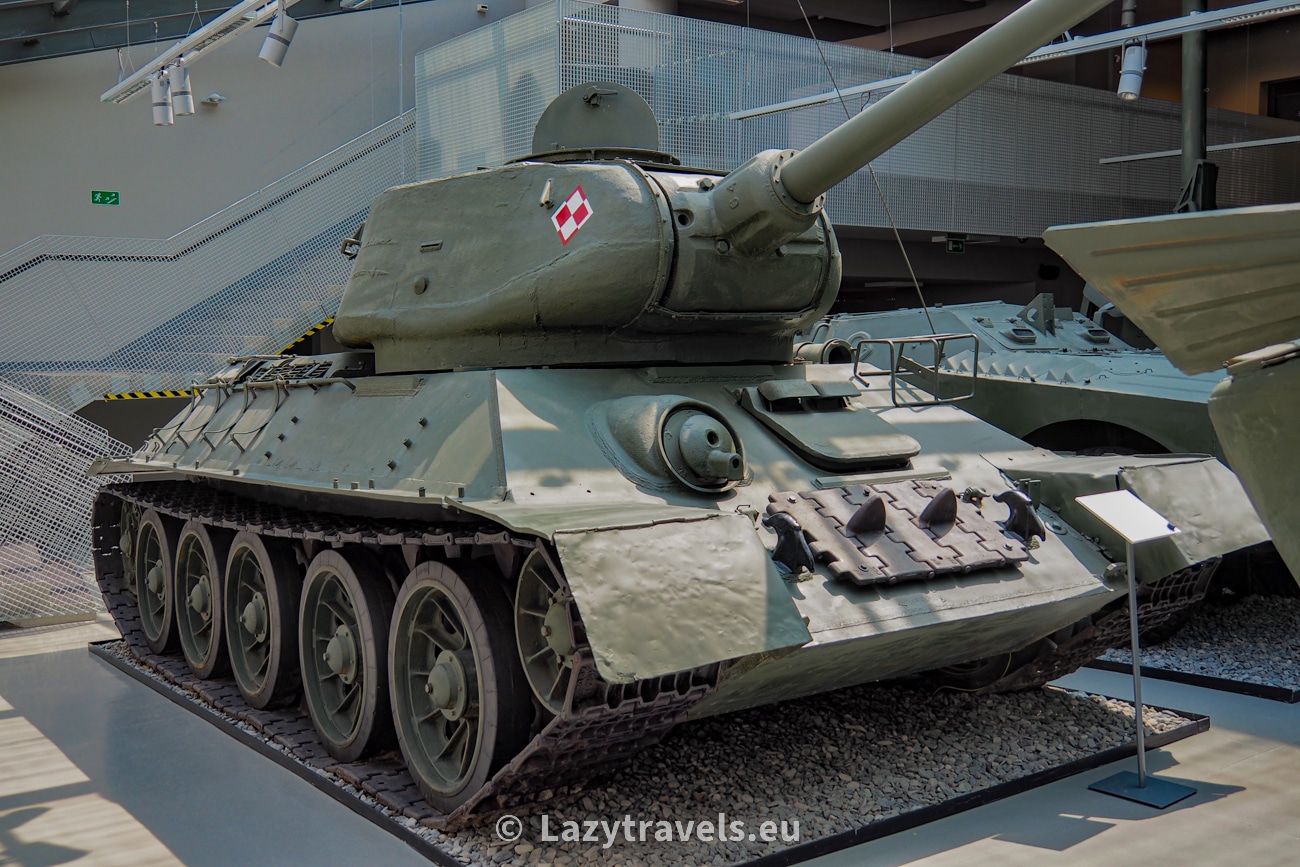 The famous T-34 tank is on exhibition at the Arsenal Museum.