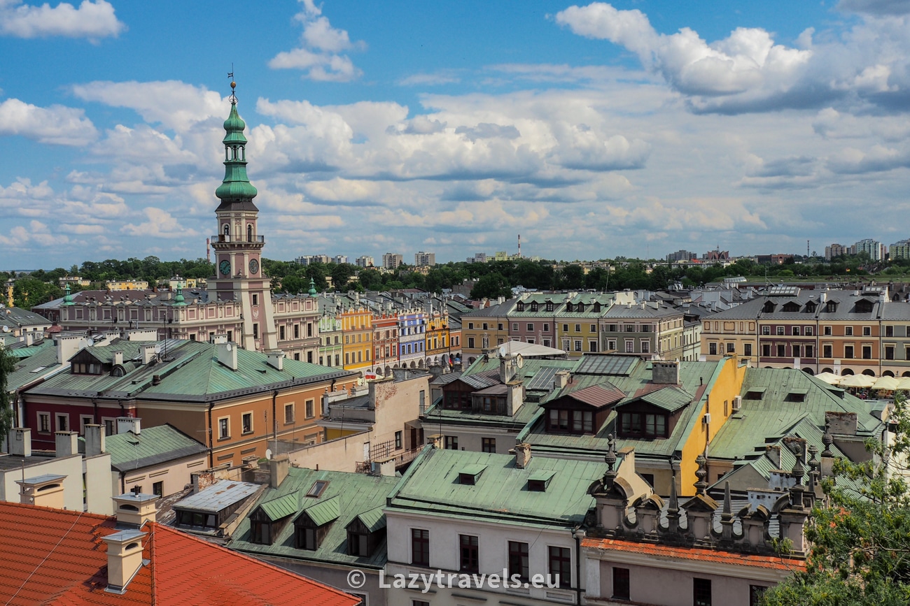 View from the church tower of the old part of Zamość