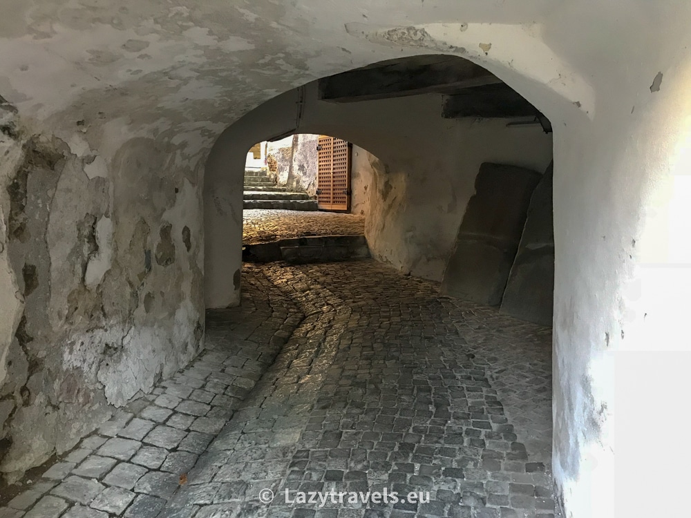Entrance to the Weavers' Bastion in Brașov, Romania